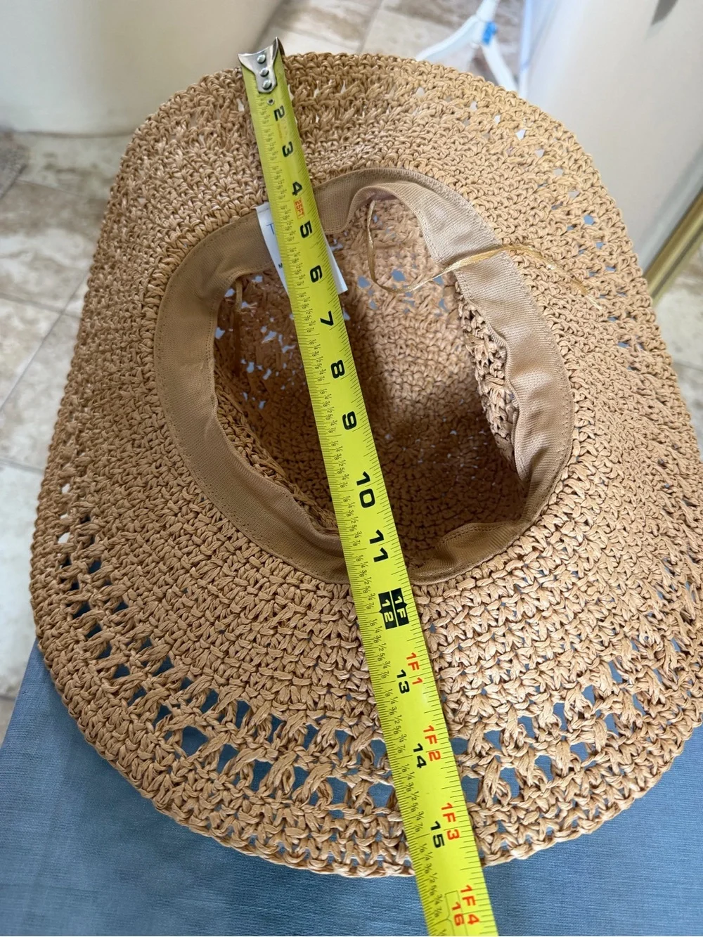 Time and Tru Straw Crochet Sun Hat - Natural Tan